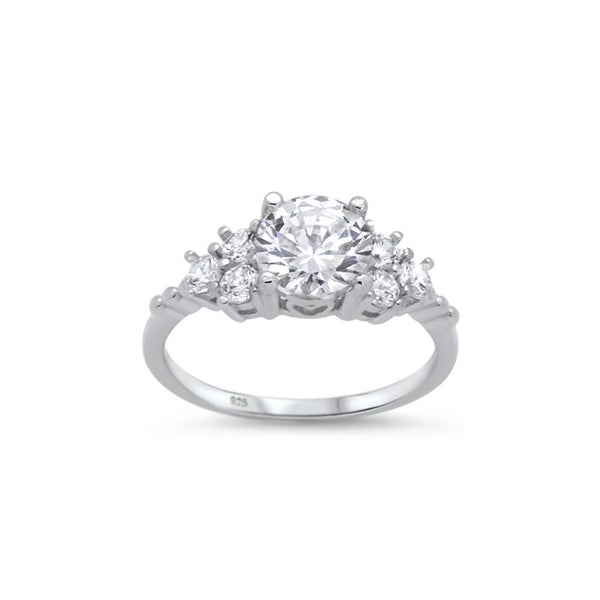 Round Cz Solitaire Sterling Silver Engagement Ring - 01SN23